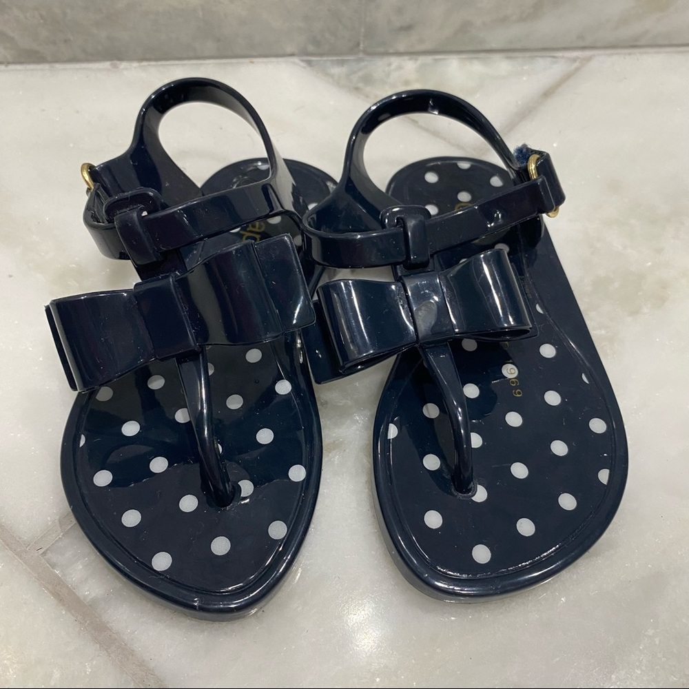SOLD - Baby Gap Navy with Polka Dot Jelly Sandals Size 7 - Picture 4 of 9